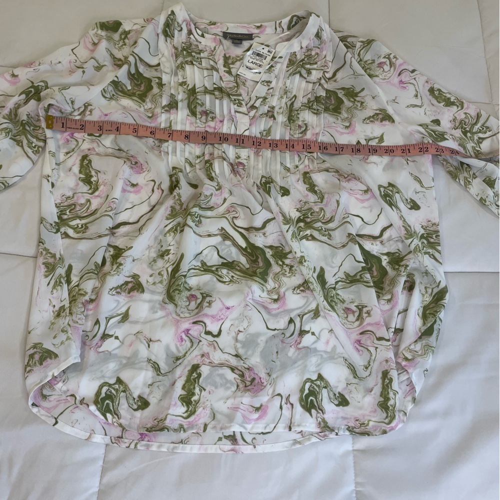 Style and Company Size Large Floral Bell Sleeve Pin tuck Blouse - Picture 5 of 9
